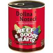 Mokra karma dla psów - Dolina Noteci Premium Superfood Pies Wołowina i serca gęsi puszka 800g - miniaturka - grafika 1