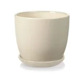 Donice - Donica ceramiczna z podstawkiem kremowa 12 cm - miniaturka - grafika 1
