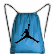 Plecaki worki - Niebieski Worek Plecak Szkolny AIR Jordan + IMIĘ 2 - miniaturka - grafika 1