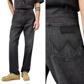 Spodnie męskie - Wrangler FRONTIER luźne czarne proste spodnie jeansowe bez streczu W36 L32 - miniaturka - grafika 1