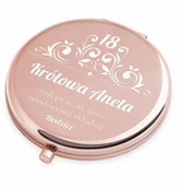 Lusterka do makijażu - Lusterko okrągłe różowe z grawerem dla córki na 18 urodziny - miniaturka - grafika 1