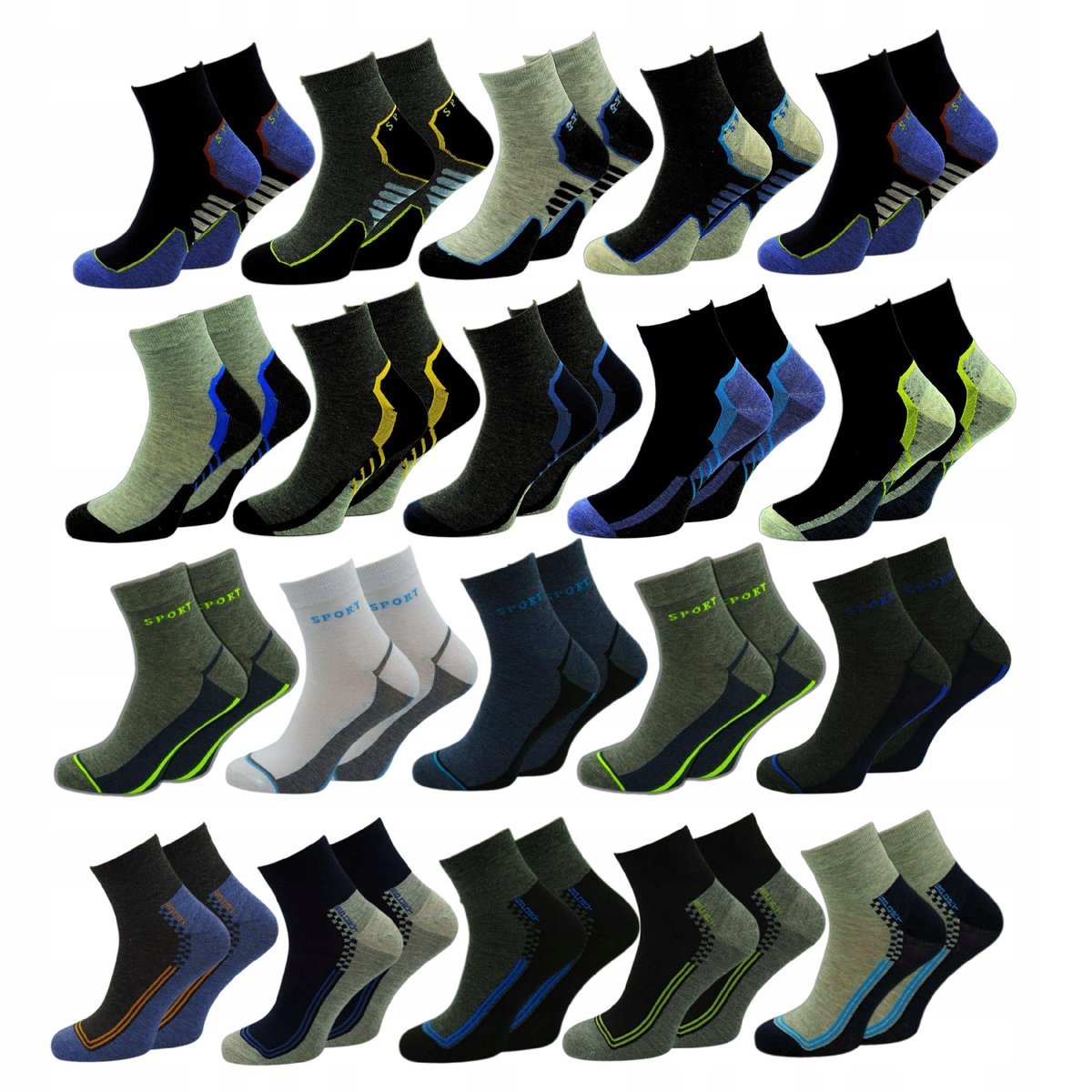 20 x Skarpetki Męskie Skarpety STOPKI Sportowe Krótkie Bawełniane 40-42