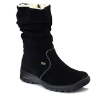Botki damskie - Buty zimowe damskie botki ocieplane wełną zamszowe czarne Rieker Z7171-42 - miniaturka - grafika 1