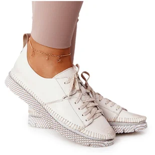 Damskie Skórzane Półbuty Maciejka 05054-25 Złote złoty - Półbuty damskie - miniaturka - grafika 1