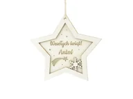 Gadżety dla niej i dla niego - Zawieszka drewniana Gwiazdka z imieniem - 14 x 13,5 cm - 1 szt. - miniaturka - grafika 1