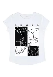 Koszulki i topy damskie - Disney Classics Women's Dumbo Contrast Organic Rolled Sleeve t-shirt damski, biały, S, biały, S - grafika 1