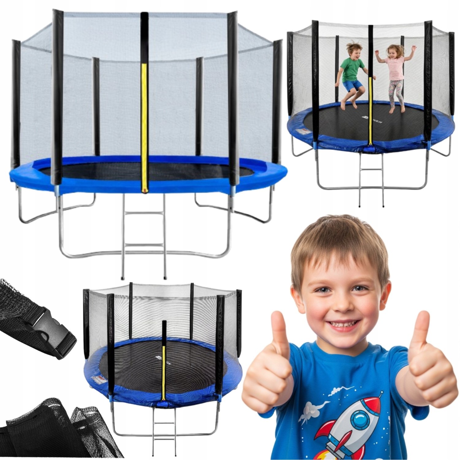 Trampolina 8FT 252CM Corciano z siatką zewnętrzną i drabinką