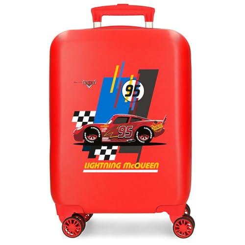 Joumma Disney Cars Lightning Mcqueen Walizka kabinowa czerwona 33 x 50 x 20 cm sztywny ABS zamek szyfrowy z boku 28,4 L 2 kg 4 podwójne koła bagaż ręczny, Czerwone, walizka kabinowa