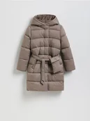 Spodnie i spodenki dla dziewczynek - Reserved - Pikowany płaszcz z saszetką - beżowy - miniaturka - grafika 1