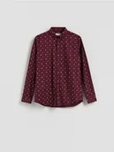 Koszule męskie - Reserved - Koszula slim fit w świąteczny wzór - bordowy - miniaturka - grafika 1