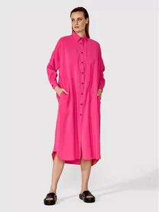 Simple Sukienka koszulowa SI22-SUD068 Różowy Relaxed Fit - Sukienki - miniaturka - grafika 1