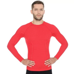 Koszulki sportowe męskie - Koszulka termoaktywna męska z długim rękawem Brubeck 3D Run PRO LS13000 czerwony - grafika 1