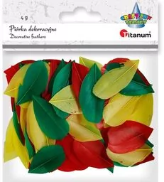 Piórka dekoracyjne czerwone żółte zielone 4g Titanum 396534 - Prace ręczne dla dzieci - miniaturka - grafika 1