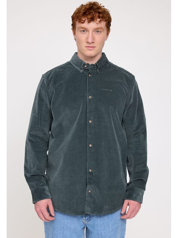 MAZINE Koszula sztruksowa w kolorze zielonym
