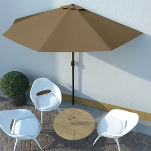 vidaXL Półparasol na słupku aluminiowym, 300 x 150 cm, taupe - Parasole ogrodowe - miniaturka - grafika 8