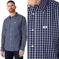 Koszule męskie - Wrangler 1 POCKET SHIRT True Navy GRANATOWA KOSZULA W KRATĘ REGULAR FIT M - miniaturka - grafika 1