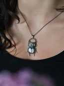 Naszyjniki - Zawieszka srebrna z dużym Skarabeuszem Szarym - miniaturka - grafika 1