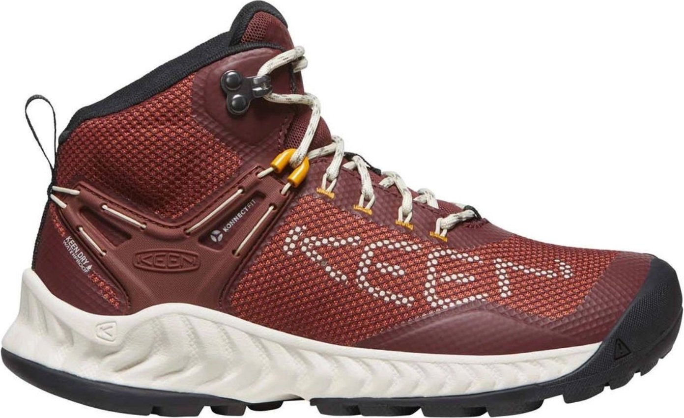 Buty trekkingowe damskie Keen Nxis Evo Wp Mid wysokie wodoodporne czerwone 37,5