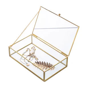 Szkatułka szklana Altom Design, Gold Honey, 20 x 12 cm - Pudła i pojemniki do przechowywania - miniaturka - grafika 1