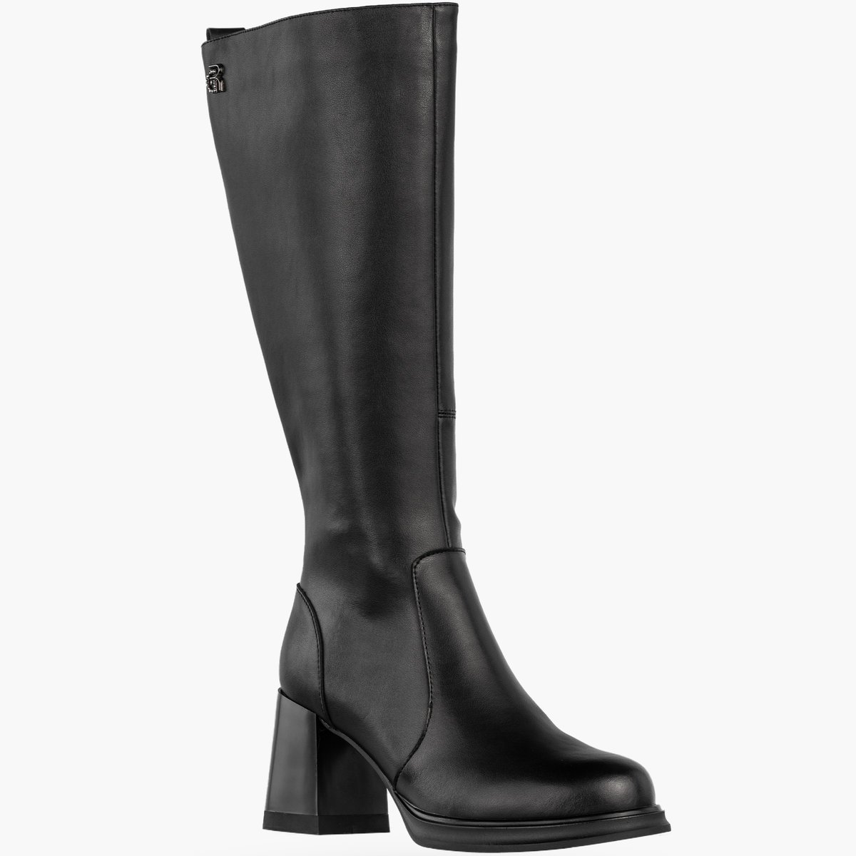 Kozaki Damskie Skórzane Buty Na Słupku Zimowe Ocieplane Czarne Cambell Czarny 37