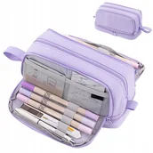 Piórniki - Piórnik szkolny miękki FIOLETOWY saszetka dziewczynka kieszonki na mazaki - miniaturka - grafika 1