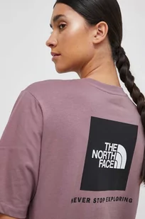 The North Face t-shirt bawełniany damski kolor fioletowy - Koszulki sportowe damskie - miniaturka - grafika 1