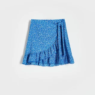 Spódnice - Reserved - Spódnica mini z falbaną - Niebieski - grafika 1
