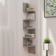 Półki do salonu - vidaXL Narożna półka ścienna, szarość betonu, 19x19x123 cm, płyta - miniaturka - grafika 1