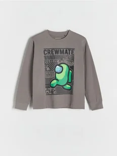 Reserved - Longsleeve Among Us - ciemnoszary - Bluzki dla chłopców - miniaturka - grafika 1