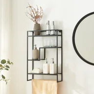 Ręczniki - Półka ścienna 'Uurainen' z wieszakiem na ręczniki stal 60 x 40 x 13 cm czarna - miniaturka - grafika 1