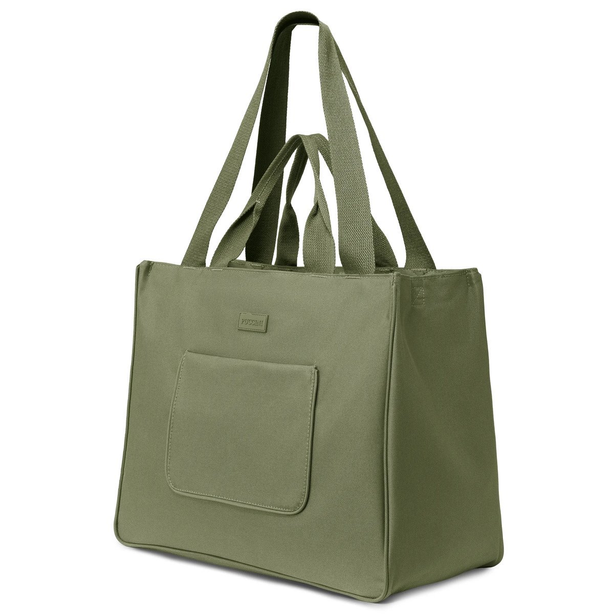 PUCCINI Torba z Kieszeniami Materiałowa Shopper Na Ramię Zielona TD250-5