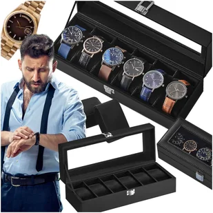 Organizer na zegarki męskie damskie Etui Pudełko Szkatułka na 6 zegarków - Pudełka i szkatułki - miniaturka - grafika 1