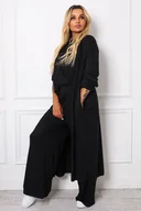 Bluzy damskie - DŁUGA DZIANINOWA NARZUTA ONE SIZE- CZARNA - Olika - miniaturka - grafika 1