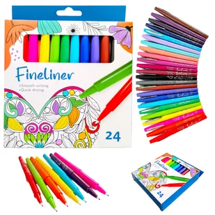 Fineliner Cienkopisy z Klipsem dla Dzieci do Rysowania Szkicowania 24 kol. - Przybory szkolne Fineliner Cienkopisy z Klipsem dla Dzieci do Rysowania Szkicowania 24 kol. - Przybory szkolne - miniaturka - grafika 1