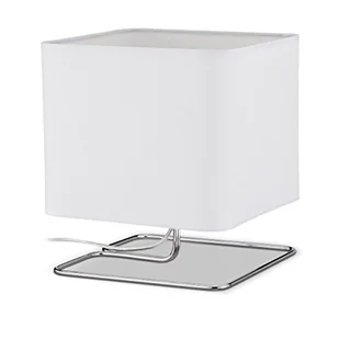 Relaxdays lampa stołowa lampa na stolik nocny biały, z materiału klosz lampy i metalowym stelażem, wys. x szer. x gł.: 28,5 x 24,5 x 24 cm, White 10021778 - Oprawy, klosze i abażury - miniaturka - grafika 1