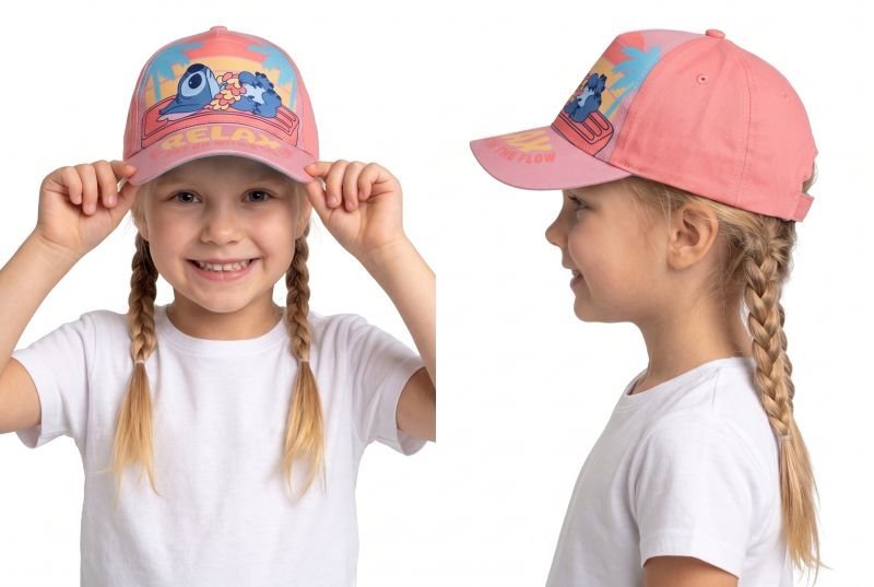 Czapka z daszkiem dla dziewczynki Disney Stitch z regulacją na rzep rozmiar 54 cm