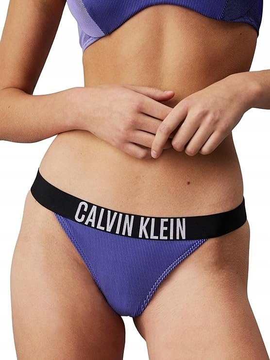 CALVIN KLEIN DÓŁ OD BIKINI DAMSKI GRANATOWY W PASKI S 7CA