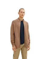 Swetry męskie - TOM TAILOR Męskie kardigan z wełny 1033527, 18950 - Havana Brown Melange, S - miniaturka - grafika 1