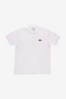 Koszulki męskie - Lacoste polo bawełniane x Netflix kolor biały z aplikacją - grafika 1