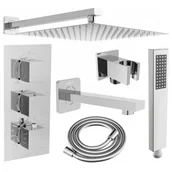 Baterie umywalkowe - Mexen Cube DR02 zestaw wannowo-prysznicowy podtynkowy z deszczownicą 25 cm, chrom - miniaturka - grafika 1