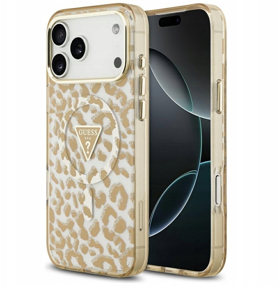 Guess Leopard Glitter MagSafe Case for iPhone 17 Pro Max Brown