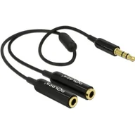 Kable - Delock Kabel Jack Stero Mini M 3.5mm 3-PIN->2xJack Stereo Mini F 3-PIN,25cm,blac (GHS2000) - miniaturka - grafika 1