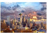 Fototapety - Oobrazy Fototapeta, Seattle o zachodzie słońca, 8 elementów, 400x268 cm - miniaturka - grafika 1