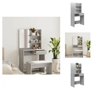 vidaXL Toaletka z lustrem szara Sonoma 74,5x40x141 cm - Toaletki - Toaletki - miniaturka - grafika 1