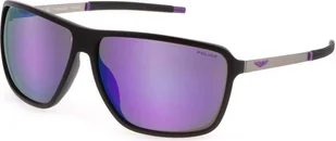 Czarne plastikowe okulary przeciwsłoneczne Police z fioletowymi lustrzanymi szkłami - Okulary przeciwsłoneczne - miniaturka - grafika 1