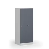 Szafki biurowe - Szafka ubraniowa obniżona, 2 schowki, 1500 x 600 x 500 mm, zamek obrotowy, drzwi ciemnoszare - miniaturka - grafika 1