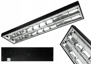 Oprawa Rastrowa Raster Natynkowa Do Świetlówek Led T8 G13 2x120cm Nt Czarna - Oprawy, klosze i abażury - miniaturka - grafika 1