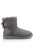 Botki damskie - UGG Skórzane botki zimowe "Mini Baily Bow" w kolorze szarym - miniaturka - grafika 1