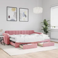 Sofy i kanapy - vidaXL Sofa rozsuwana z szufladami, różowa, 80x200 cm, aksamit - miniaturka - grafika 1