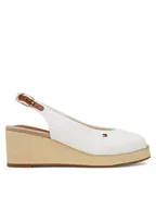 Espadryle damskie - Tommy Hilfiger Espadryle Flag Mid Wedge Espad Slingback FW0FW08595 Biały - miniaturka - grafika 1